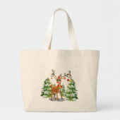Kute rendier in de sneeuw grote tote bag (Voorkant)