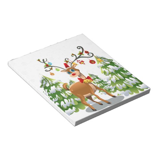 Kute rendier in de sneeuw notitieblok (Schuin)