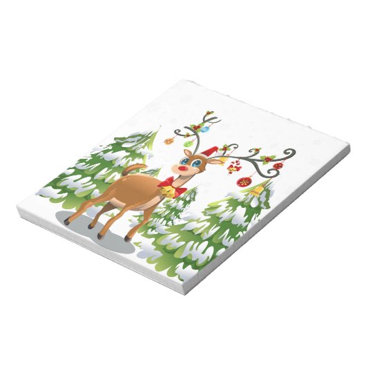 Kute rendier in de sneeuw notitieblok (Linkerzijde)