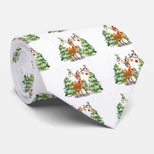 Kute rendier in de sneeuw stropdas (Opgerold)