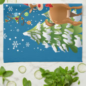 Kute rendier in de sneeuw theedoek (Gevouwen)