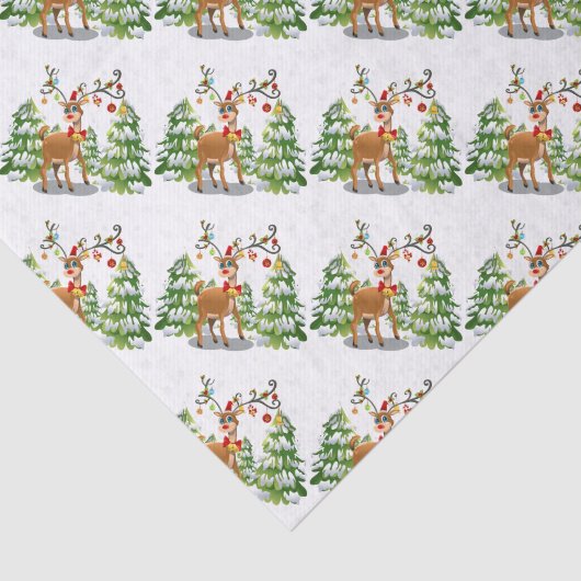 Kute rendier in de sneeuw tissuepapier (Detail)