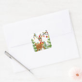 Kute rendier in de sneeuw vierkante sticker (Envelop)