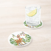 Kute rendier in de sneeuw zandsteen onderzetter (Zijkant)