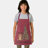 Kute rendier in het sneeuwkerstKind Schort (Insitu)
