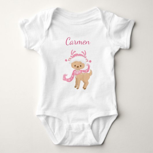 Kute rendier in roze romper (Voorkant)