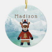 Kute rendier in Sweater Keramisch Ornament (Voorkant)