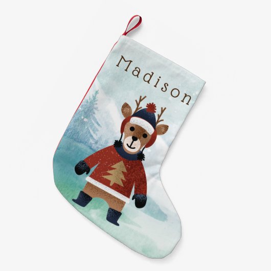 Kute rendier in Sweater Kleine Kerstsok (Voorkant (Hangend))