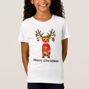Kute rendier met kerstversiering en tekst t-shirt