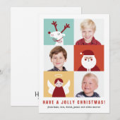 Kute rendieren, Santa en Angel Blokken Feestdagenkaart (Voorkant / Achterkant)