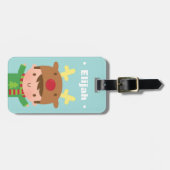 Kute rendierjongen kerst voor kinderen bagagelabel (Voorkant horizontaal)