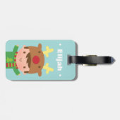 Kute rendierjongen kerst voor kinderen bagagelabel (Achterkant horizontaal)