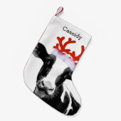 Kute rendierkostuum Cow met gepersonaliseerde naam Kleine Kerstsok (Voorkant (Hangend))