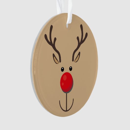 Kute rendierminimalistisch gezicht Brown Ornament (voorkant)