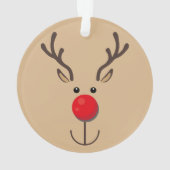 Kute rendierminimalistisch gezicht Brown Ornament (achterkant)