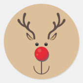 Kute rendierminimalistisch gezicht Brown Ronde Sticker (Voorkant)