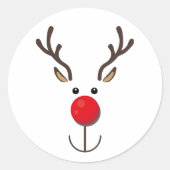 Kute rendierminimalistisch gezicht wit ronde sticker (Voorkant)