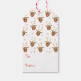 Kute rendierpatroon naar en van Sinaasappel Cadeaulabel