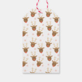 Kute rendierpatroon naar en van Sinaasappel Cadeaulabel (Achterkant)