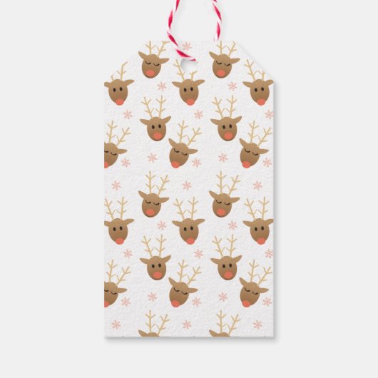 Kute rendierpatroon naar en van Sinaasappel Cadeaulabel (Achterkant)