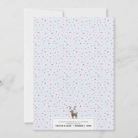 Kute rendierpatroonpasta Blauw of Aangepaste kleur Feestdagenkaart (Achterkant)