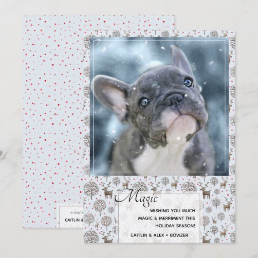 Kute rendierpatroonpasta Blauw of Aangepaste kleur Feestdagenkaart (Voorkant / Achterkant)