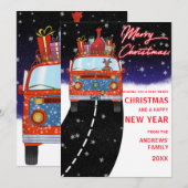 Kute rendierrijdende Cartoon Kerstmis Feestdagenkaart (Voorkant / Achterkant)