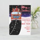 Kute rendierrijdende Cartoon Kerstmis Feestdagenkaart (Staand voorkant)