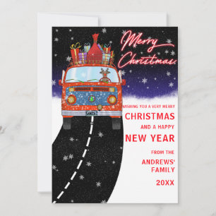 Kute rendierrijdende Cartoon Kerstmis Feestdagenkaart