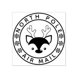 Kute rendiertjes en snowflakes North Pole Air Mail Rubberstempel