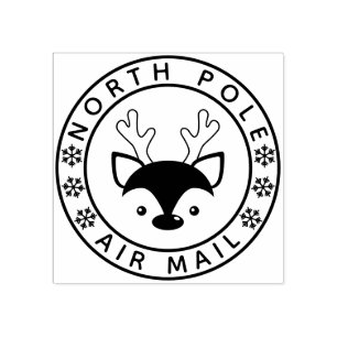Kute rendiertjes en snowflakes North Pole Air Mail Rubberstempel