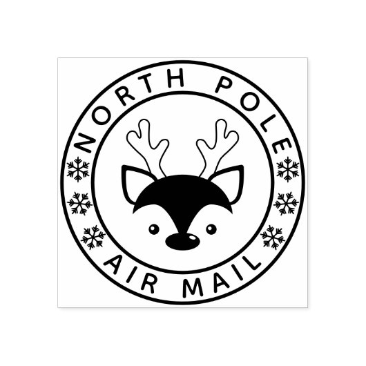 Kute rendiertjes en snowflakes North Pole Air Mail Rubberstempel (Afrduk)