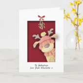 Kute rendierziekte met kerstmis van mistletoe kaart (Gele Bloem)