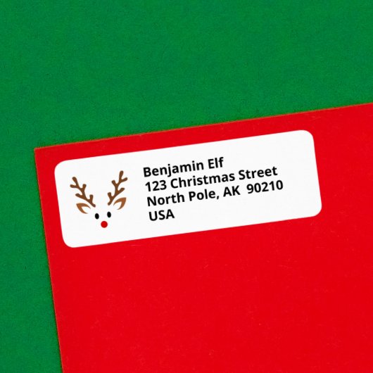 Kute rendierzijde met rode neus etiket