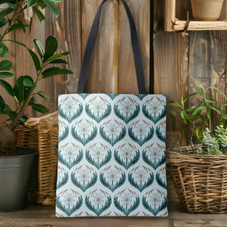 Kute Retro 70's Flower Power Mint Green Daisy Tote Bag