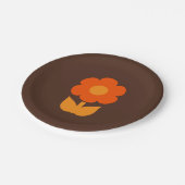 Kute Retro 70s Vloeibaar Sinaasappel en bruin Papieren Bordje (Gekanteld)