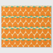 Kute Retro Aardbeien Patroon in Oranje en Groen Cadeaupapier (Vlak)
