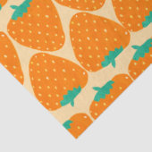 Kute Retro Aardbeien Patroon in Oranje en Groen Tissuepapier (Detail)