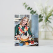 Kute retro bakdame feestdagenkaart (Staand voorkant)