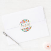 Kute Retro Birds & Flowers Save the Date Ronde Sticker (Envelop)