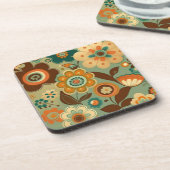 Kute retro- bloemen bier onderzetter (Linkerzijde)