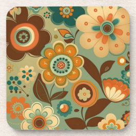 Kute retro- bloemen bier onderzetter