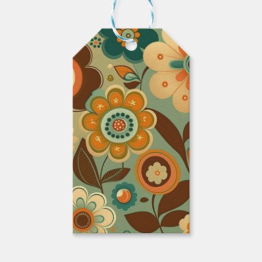 Kute retro- bloemen cadeaulabel (Voorkant)