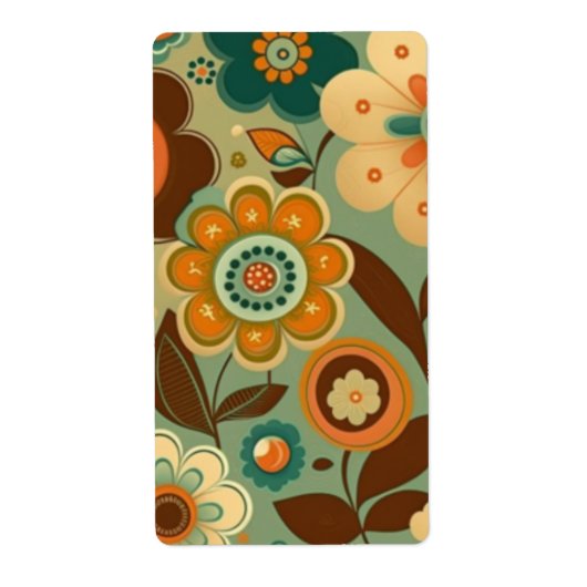 Kute retro- bloemen etiket (Voorkant)