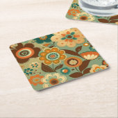 Kute retro- bloemen kartonnen onderzetters (Schuin)
