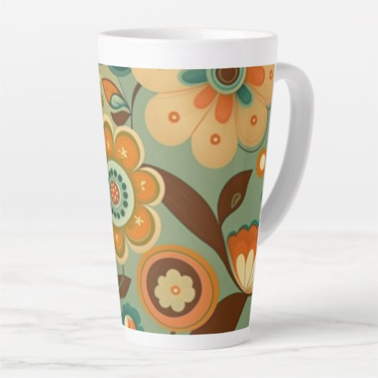 Kute retro- bloemen latte mok (Rechterhoek)