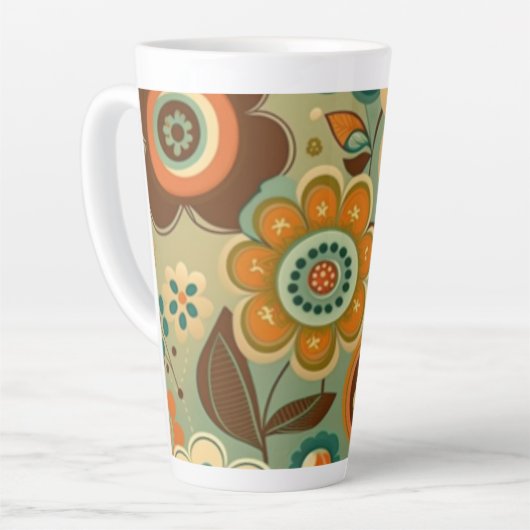 Kute retro- bloemen latte mok (Linkerhoek)