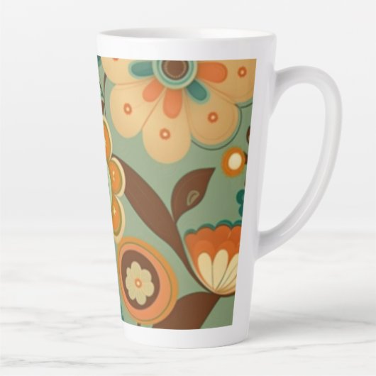 Kute retro- bloemen latte mok (Rechts)