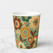 Kute retro- bloemen papieren bekers (Achterkant)