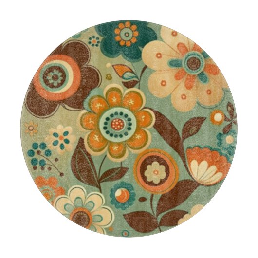 Kute retro- bloemen snijplank (Voorkant)